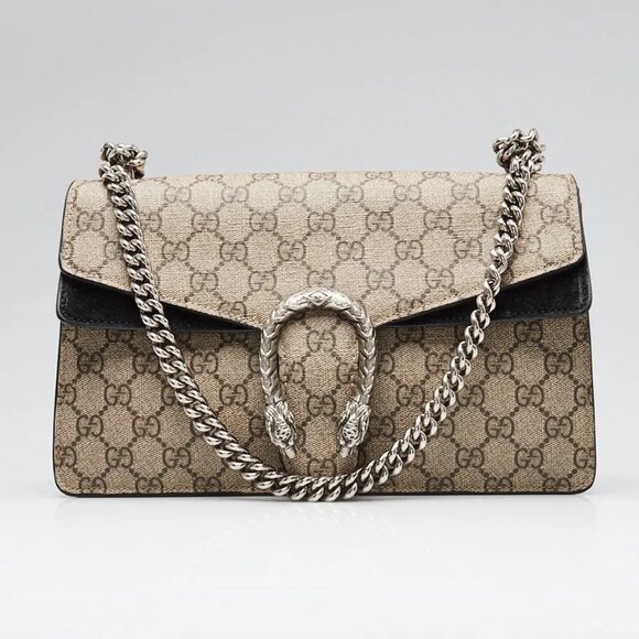 Gucci Beige/Black GG Supreme Coated Canvas Dionysus Small Shoulder Bag - Picture 1 of 12